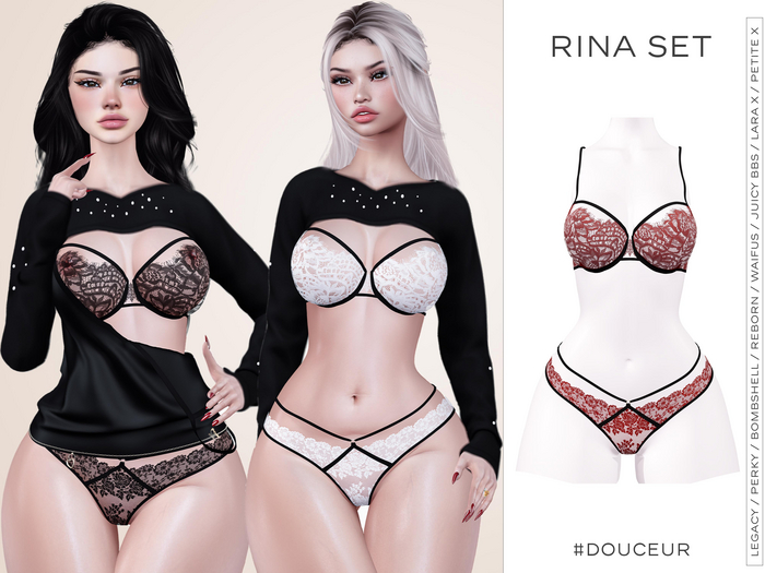#DOUCEUR - RINA SET - BRA, PANTIES - RED