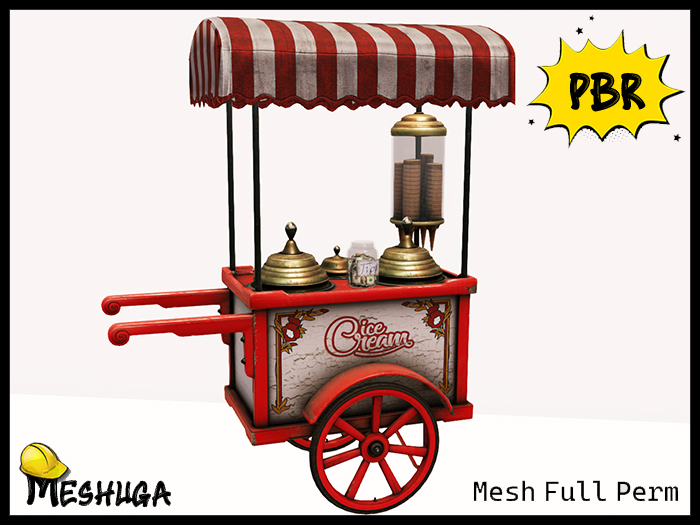 Meshuga PBR Valentines Ice Cream Cart FULL PERM MESH