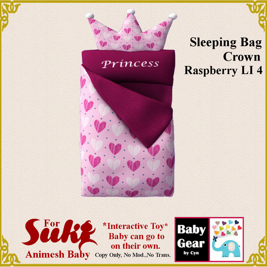 Suki Animesh Baby - INT Sleeping Bag Crown Raspberry (Boxed)