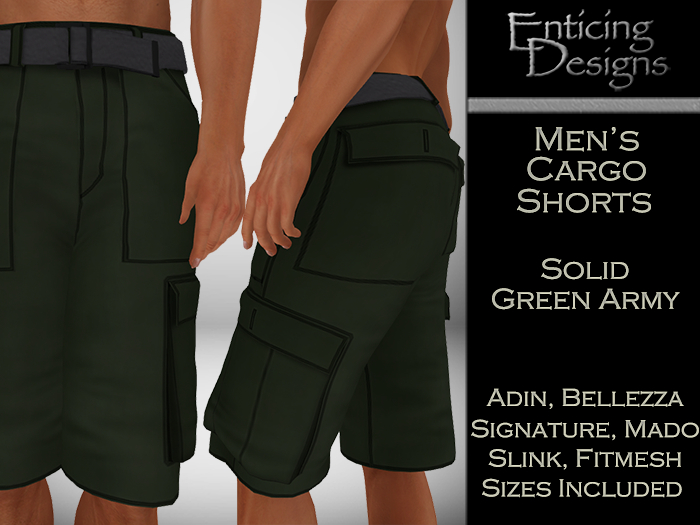 *ED Men's Cargo Shorts - Green Army