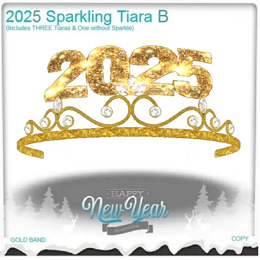 2025 SINGLE B Happy New Year GOLD Tiara Resizeable (BOXED)