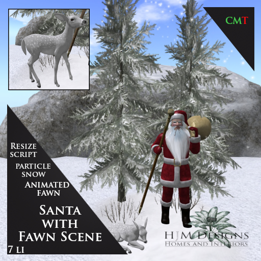 Santa with Fawn Scene
