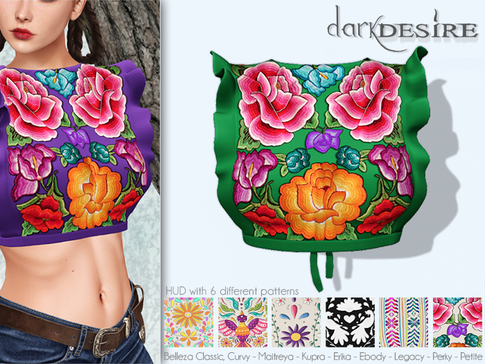 [[dD]] Yatziri Blouse - 06 Green (Add me) Blusa con Bordados Mexicanos - Mexico