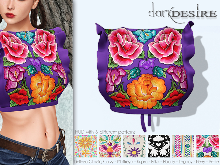 [[dD]] Yatziri Blouse - 09 Purple (Add me) Blusa con Bordados Mexicanos - Mexico