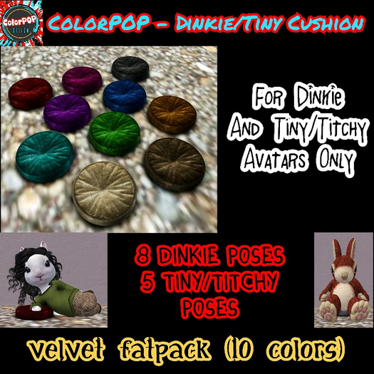 ColorPOP - Dinkie/Tiny/Titchy Cushion - Velvet (ADD to Unpack)