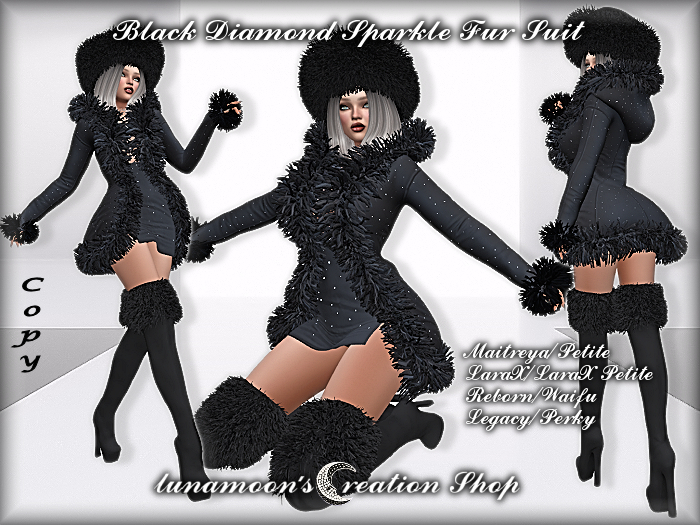 BLACK DIAMOND SPARKLE FUR SUIT SET