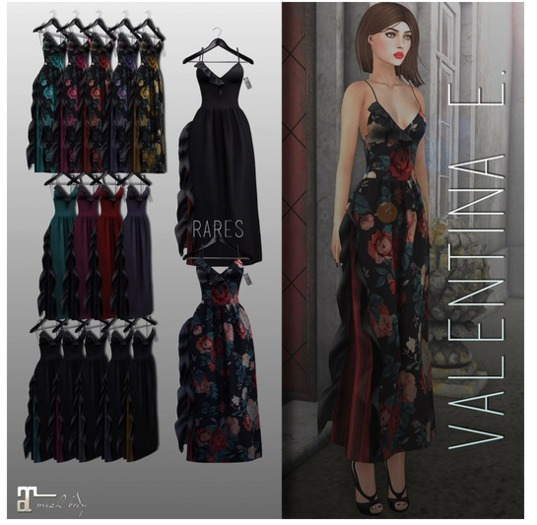 Valentina E. Ana Ruffled Gown Floral Red COMMON 1