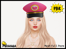 Meshuga PBR Valentines Heart Officer Hat FULL PERM MESH