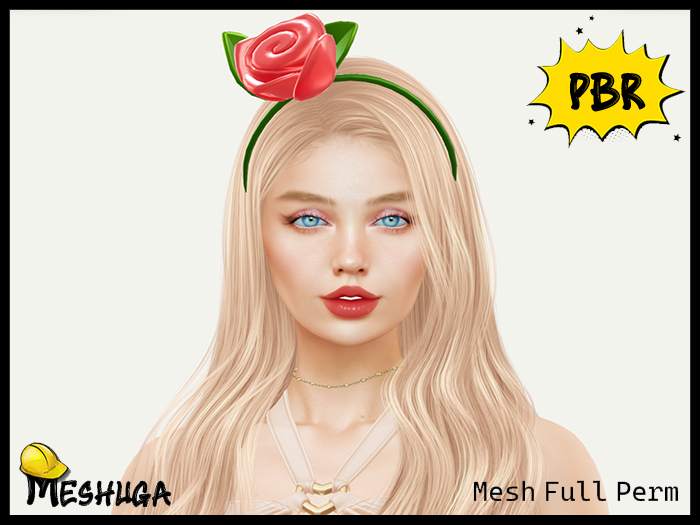 Meshuga PBR Valentines Kawaii Rose Headband FULL PERM MESH