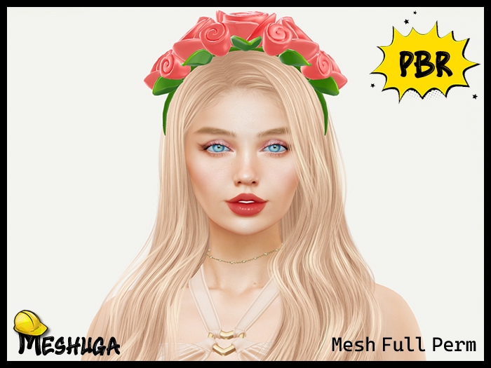 Meshuga PBR Valentines Kawaii Roses Crown FULL PERM MESH