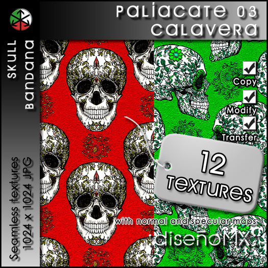 Paliacate 03 Calavera :dMX: (Skull Bandana)