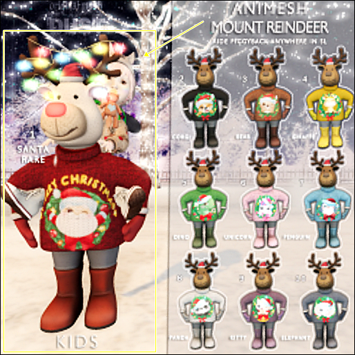 1 DUST: Reindeer Animesh Mount  - Santa [KID] RARE