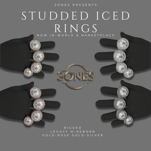 Studded Iced Rings Pack by 3ones