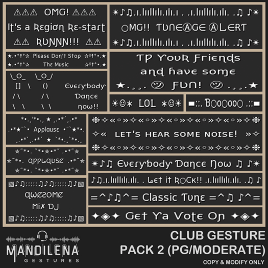 :: MG :: Mandilena Gestures Pack : Club 2 (PG/Moderate)