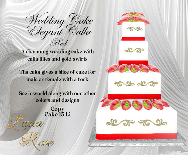 Elegant Calla Wedding Cake - Red