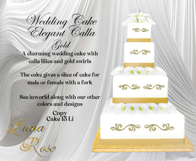 Elegant Calla Wedding Cake - Gold