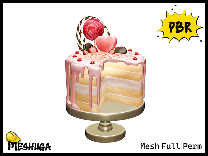Meshuga PBR Kawaii Love Valentines Cake FULL PERM MESH