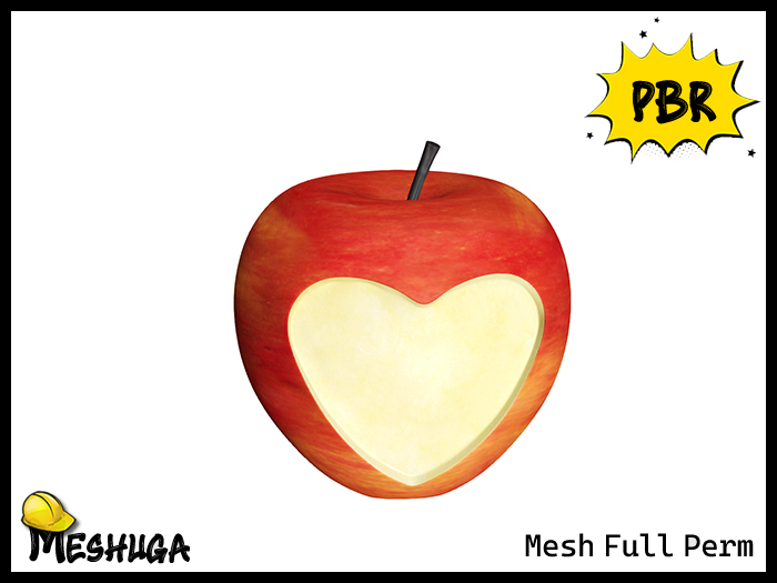Meshuga PBR Valentines Apple with Heart FULL PERM MESH 