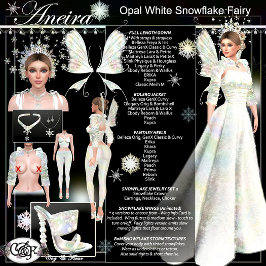 C&F Aneira Snowflake Fairy Fantasy Outfit Bundle - Snow Opal 