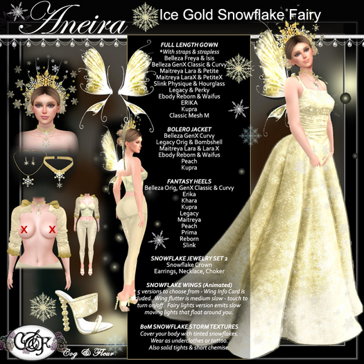 C&F Aneira Snowflake Fairy Fantasy Outfit Bundle - Snow Gold
