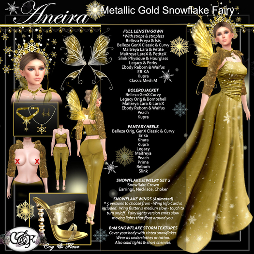 C&F Aneira Snowflake Fairy Fantasy Outfit Bundle - DK Gold