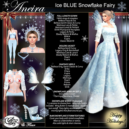 C&F Aneira Snowflake Fairy Fantasy Outfit Bundle - Ice Blue