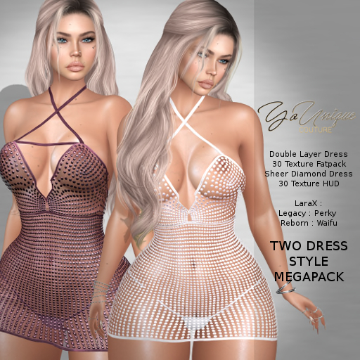 YoUnique Couture Channee 2 Dress Megapack - 20 Texture HUD - Sexy! (includes Lara X)