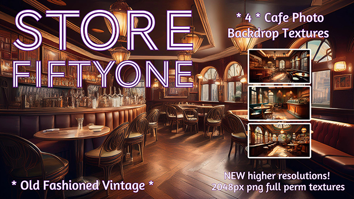 FOUR Old Fashioned Cafe photo backdrop textures - 2K resolution! - Store FiftyOne