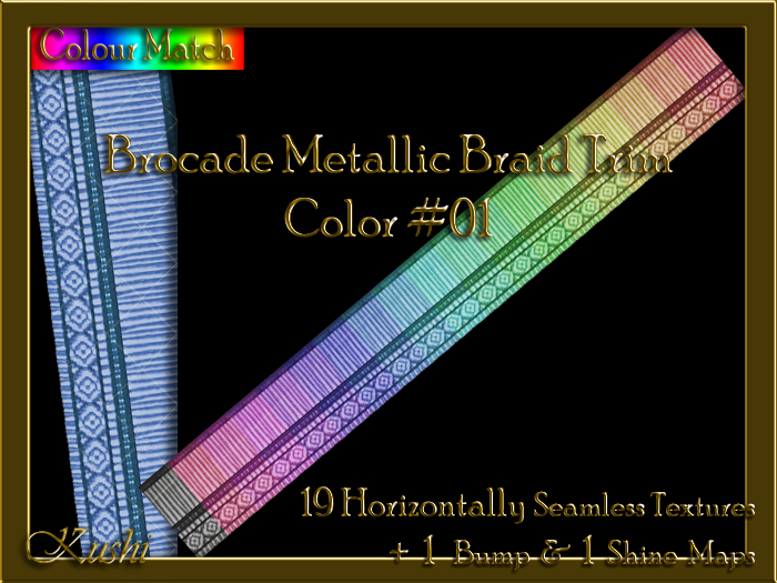 Brocade Metallic Braid TRIM COLOR #01 Texture Pack