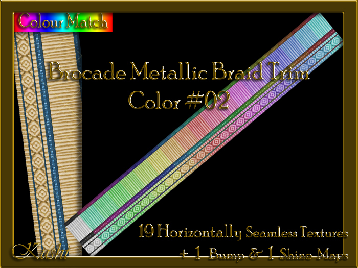 Brocade Metallic Braid TRIM COLOR #02 Texture Pack