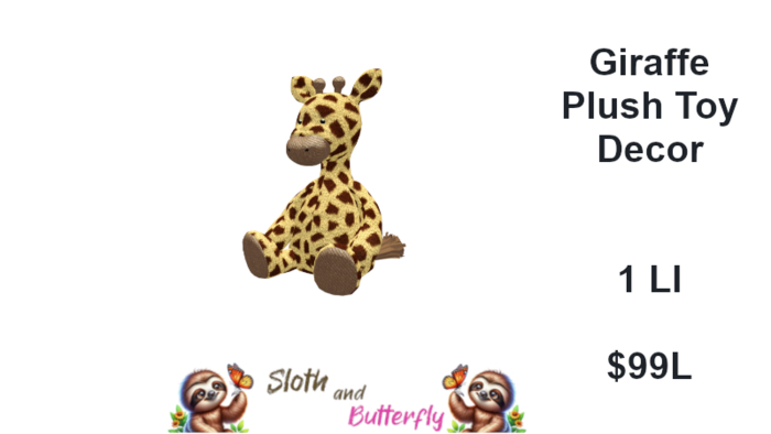 Sloth & Butterfly - Giraffe Plush Toy