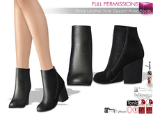 Full Perm Black Leather Side Zipped Ankle Boots For Legacy Maitreya 5.3 LaraX Slink Belleza Tonic Ocacin Ebody Reborn