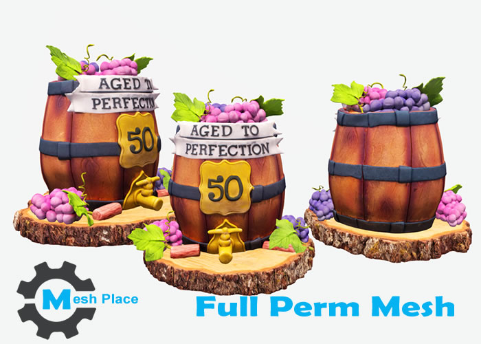 Mesh Place 50th Barrel Wine Birthday Cake Full Perm