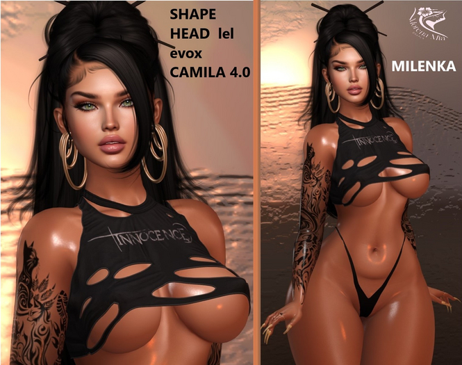 MILENKA SHAPE HEAD EvoX  CAMILA  4.0 Lelutka (Maitreya,larax,legacy,,Reborn,Erika ,,Belleza Gen.X Curvy.Kupra