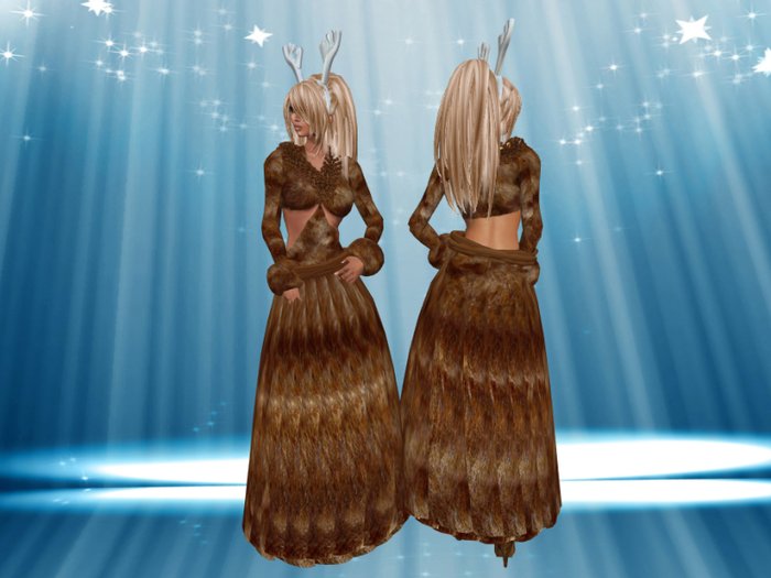 Furry Reindeer Complete Outfit - Turquoise