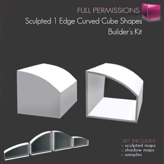 Sculpted 1 Edge Curved Cube Shape and Frame Builder's Kit Set