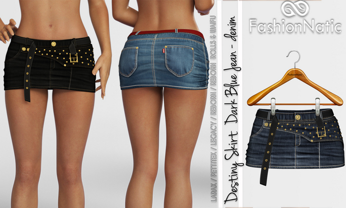 Skirt Destiny Dark Blue Denim - Jeans - Reborn, Legacy, Larax, Petitex FashionNatic
