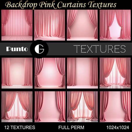 Full Perm Textures - Backdrop Pink Curtains