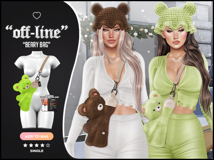 "Off-Line" x "Beary" Bag / Treuse