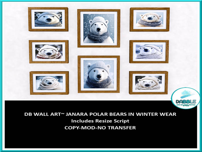 DB WALL ART~ JANARA POLAR BEARS IN WINTER WEAR  add me