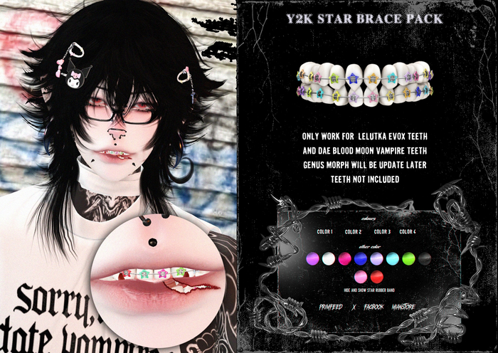 = DAE= Y2K Star teeth brace Pack