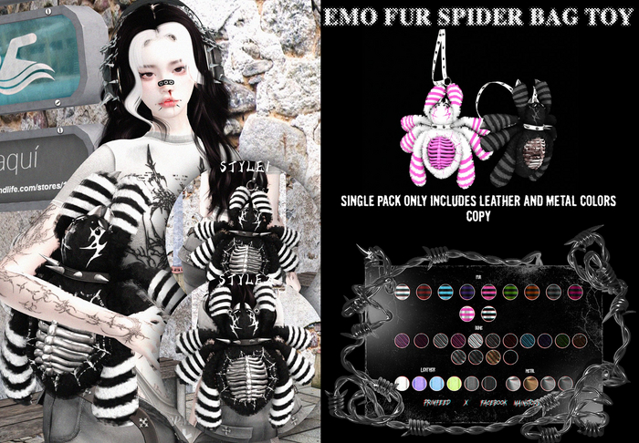 = DAE = EMO Fur Spider bag & toy ALL PACK