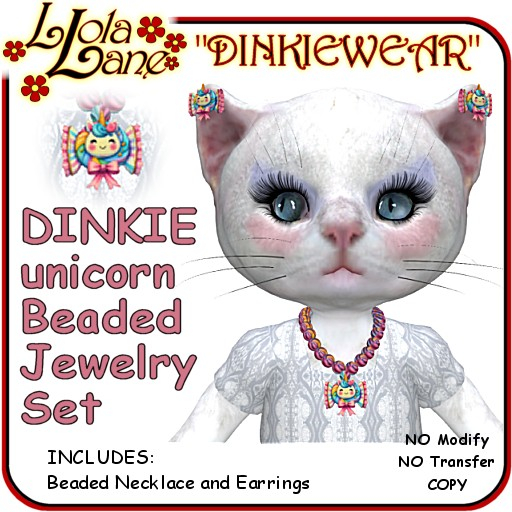 Dinkie Tiny DINKIEWEAR unicorn BEADED NECKLACE SET