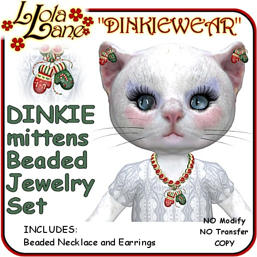 Dinkie Tiny DINKIEWEAR mittens BEADED NECKLACE SET