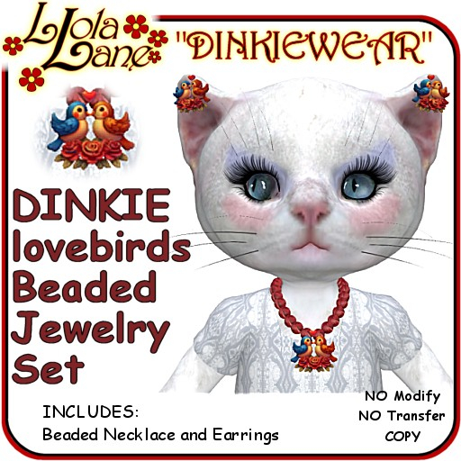 Dinkie Tiny DINKIEWEAR lovebirds BEADED NECKLACE SET