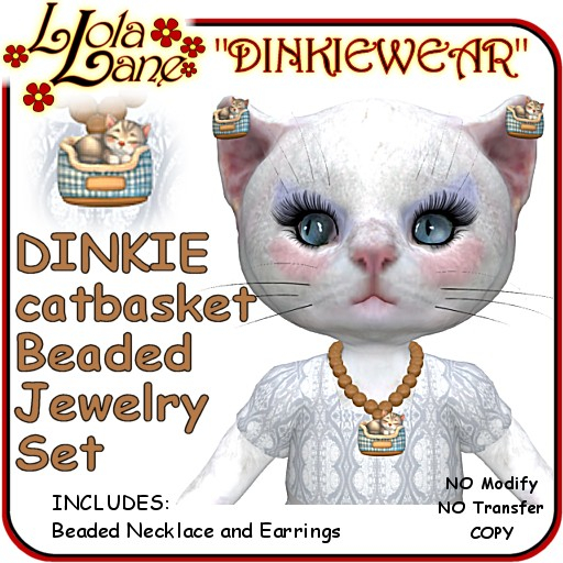 Dinkie Tiny DINKIEWEAR catbasket BEADED NECKLACE SET