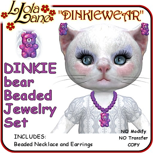 Dinkie Tiny DINKIEWEAR bear BEADED NECKLACE SET