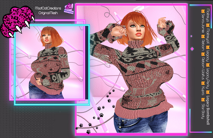 MCC - woman - turtleneck sweater w wraps woodland deer