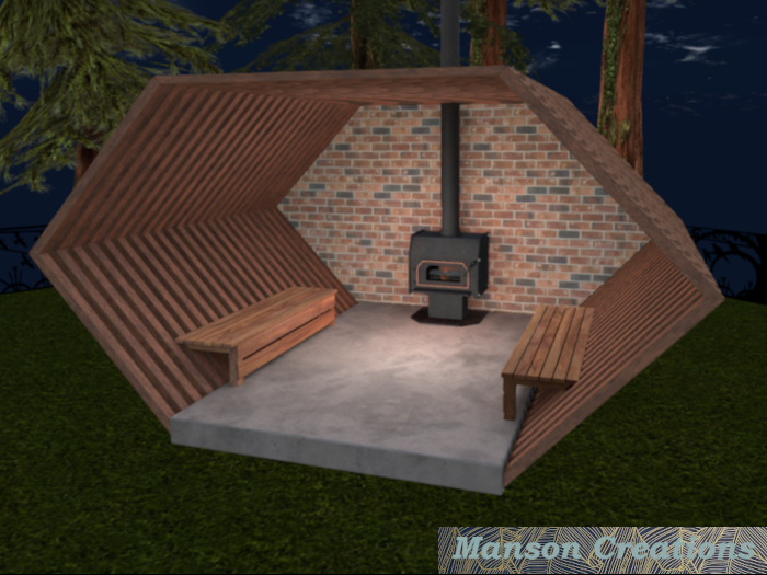 Gazebo with fire.