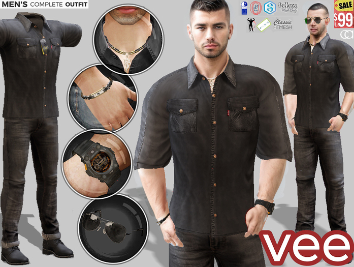 CA PROMO SIGNATURE GIANNI BELLEZA JAKE SLINK VEE OUTFIT BLACK
